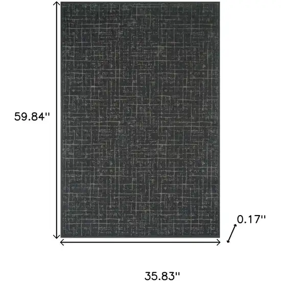 Moss Green And Charcoal Abstract Geometric Washable Area Rug Photo 9