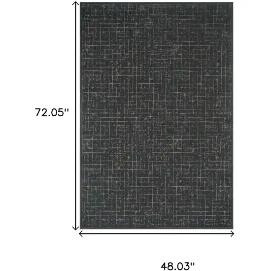 Moss Green And Charcoal Abstract Geometric Washable Area Rug Photo 8