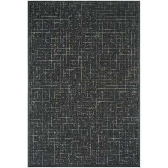 Moss Green And Charcoal Abstract Geometric Washable Area Rug Photo 2