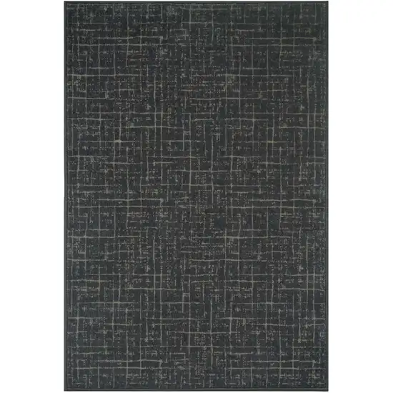 Moss Green And Charcoal Abstract Geometric Washable Area Rug Photo 2
