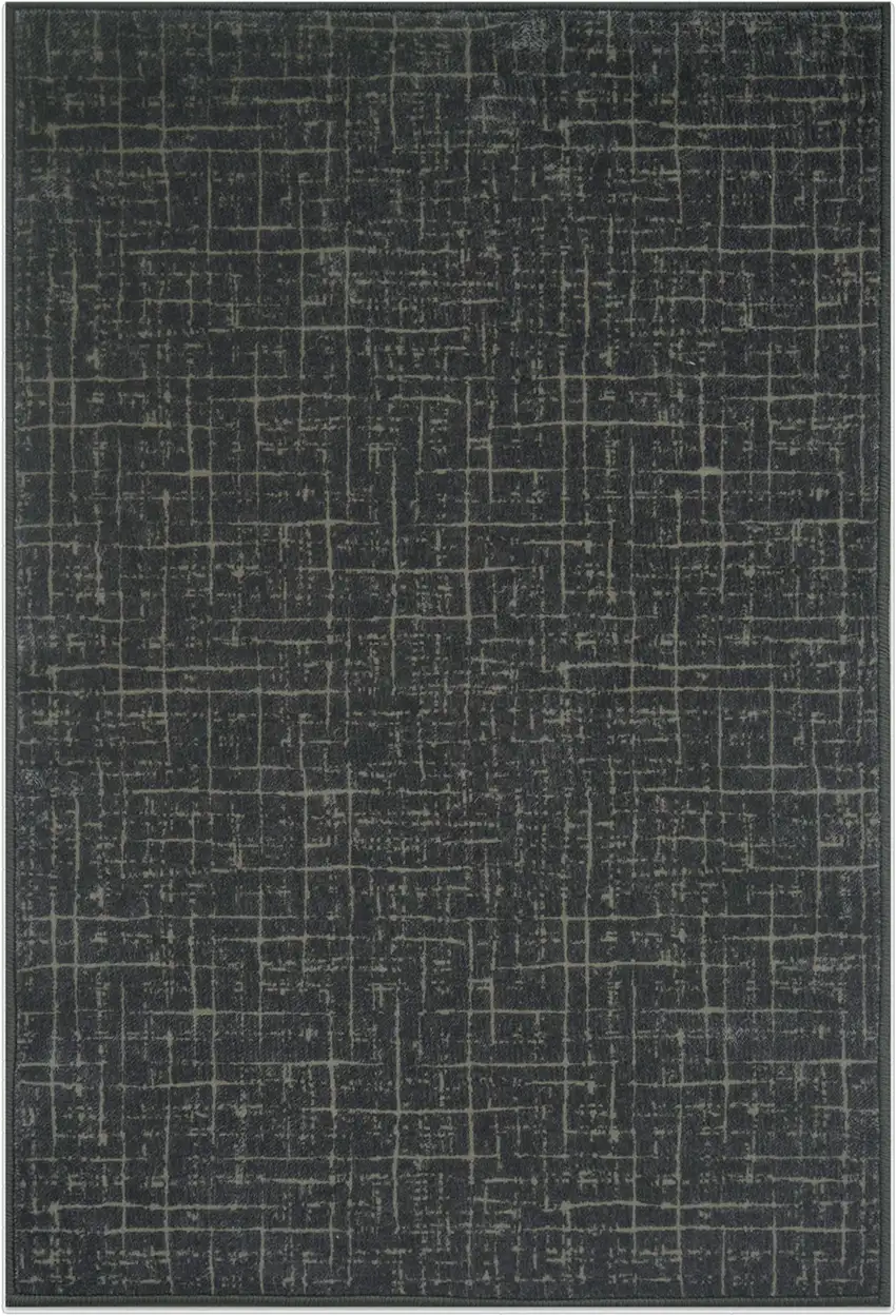 Moss Green And Charcoal Abstract Geometric Washable Area Rug Photo 3