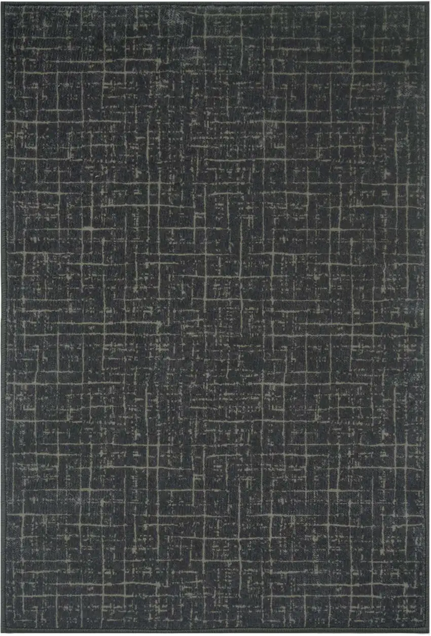 Moss Green And Charcoal Abstract Geometric Washable Area Rug Photo 2