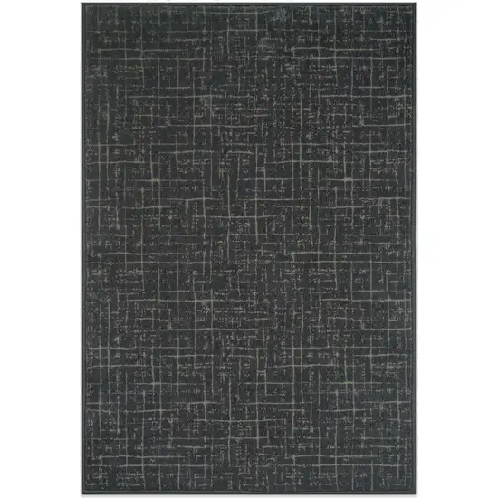 Moss Green And Charcoal Abstract Geometric Washable Area Rug Photo 3