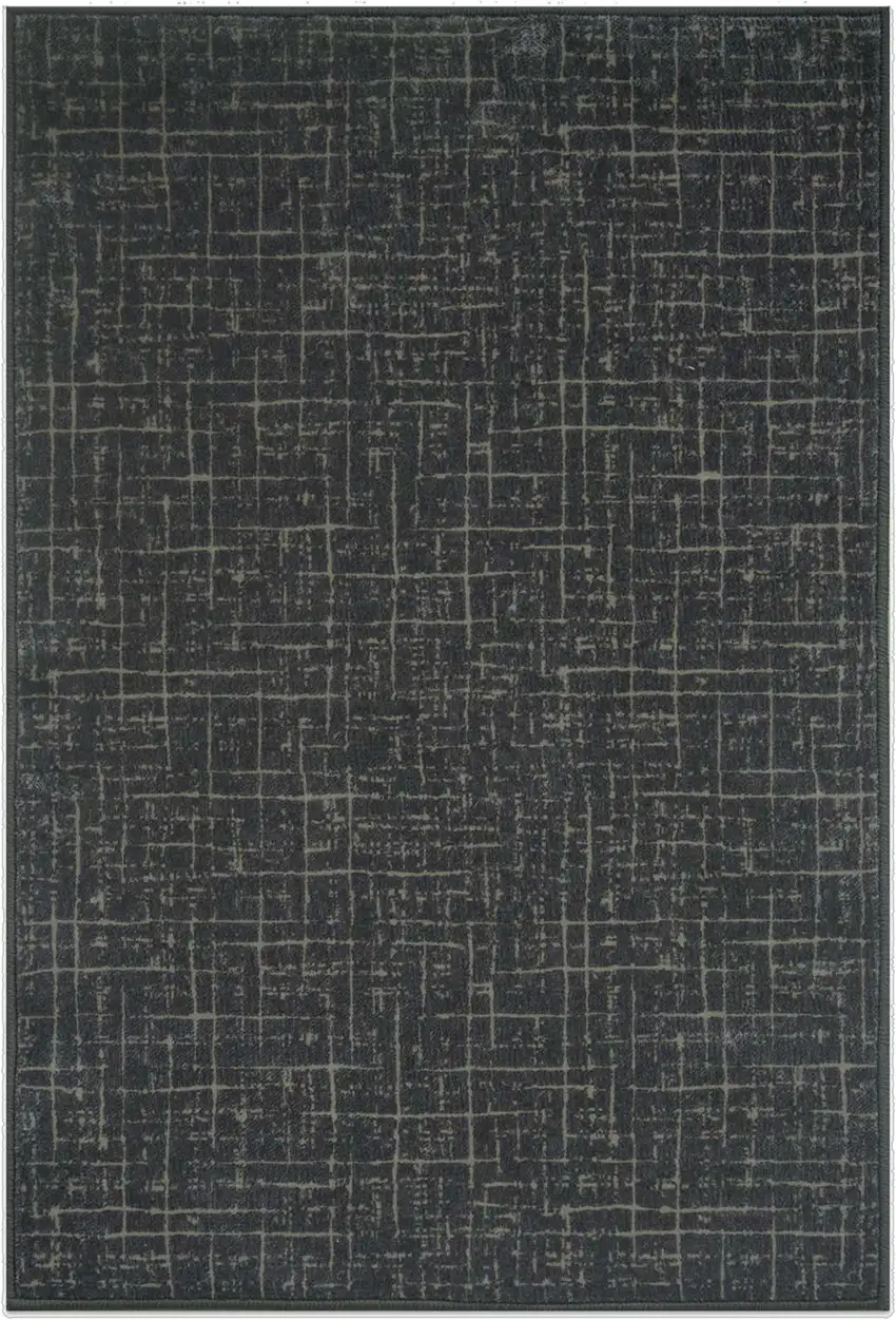 Moss Green And Charcoal Abstract Geometric Washable Area Rug Photo 3