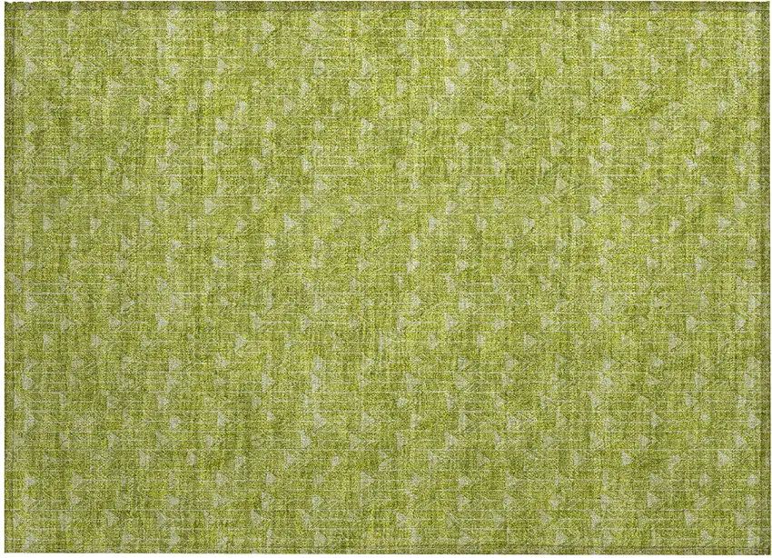 Moss Green Geometric Washable Non Skid Indoor Outdoor Area Rug Photo 2