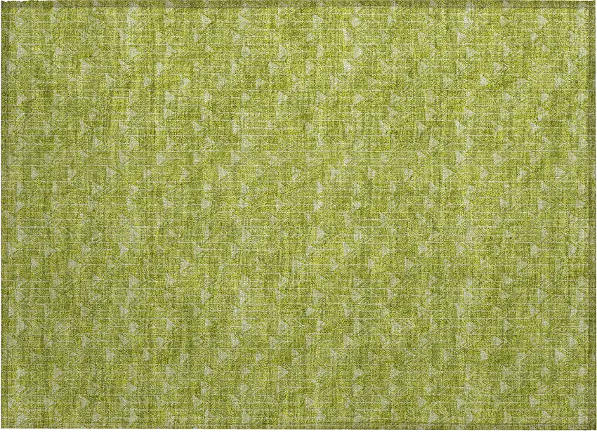 Moss Green Geometric Washable Non Skid Indoor Outdoor Area Rug Photo 2