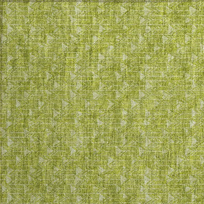 Moss Green Geometric Washable Non Skid Indoor Outdoor Area Rug Photo 6
