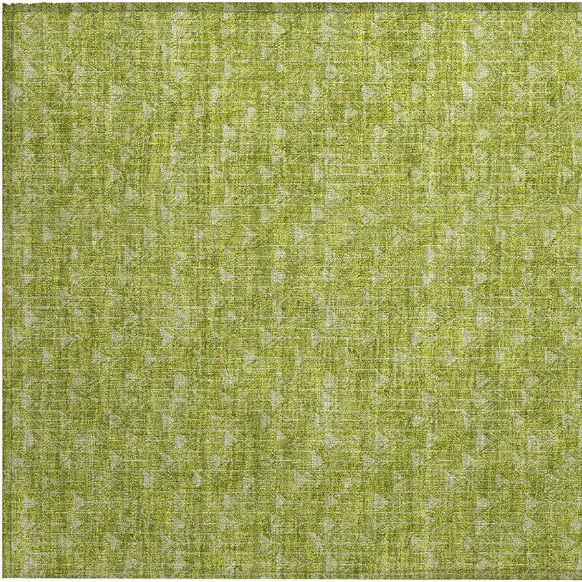 Moss Green Geometric Washable Non Skid Indoor Outdoor Area Rug Photo 7