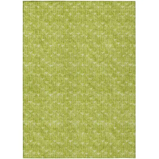 Moss Green Geometric Washable Non Skid Indoor Outdoor Area Rug Photo 2