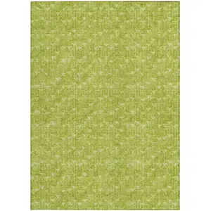 Photo of Moss Green Geometric Washable Non Skid Indoor Outdoor Area Rug