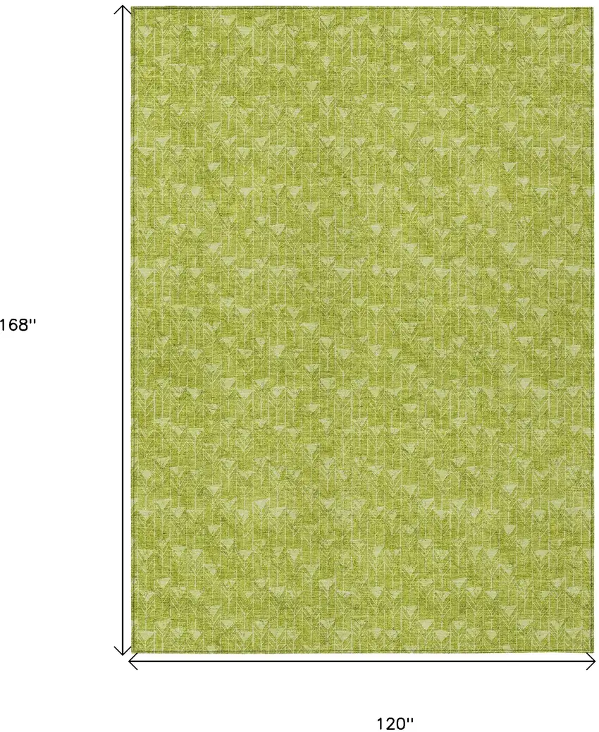 Moss Green Geometric Washable Non Skid Indoor Outdoor Area Rug Photo 3