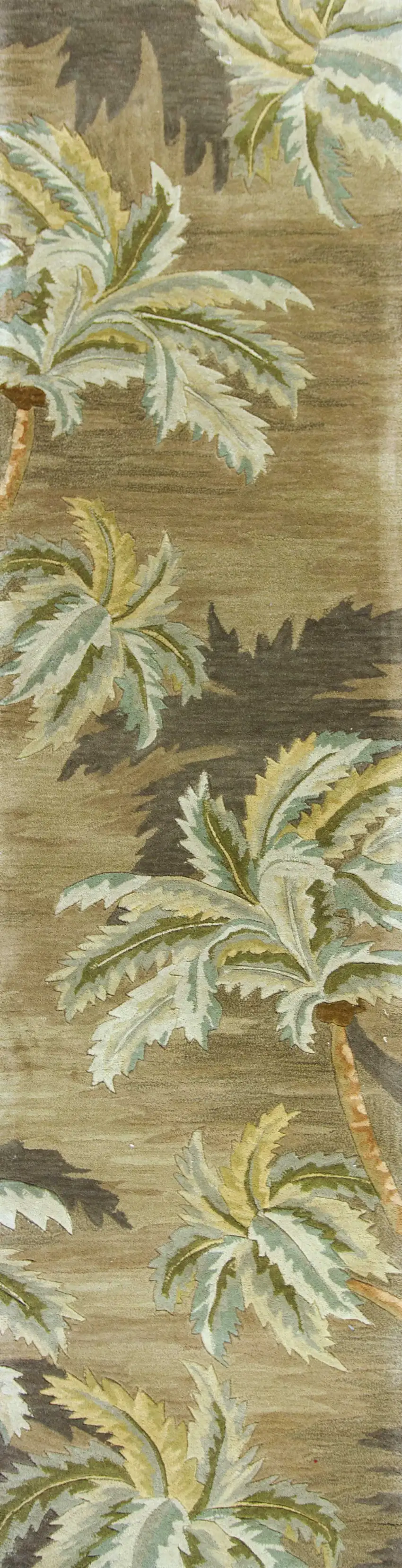 Moss Green Hand Tufted Tropical Trees Indoor Runner Rug Photo 1