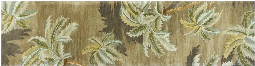 Moss Green Hand Tufted Tropical Trees Indoor Runner Rug Photo 2