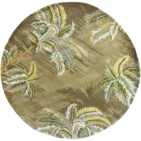 Photo of Moss Green Hand Tufted Tropical Trees Round Indoor Area Rug
