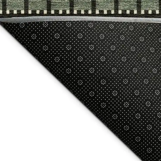 Moss Green Wheat And Black Striped Washable Indoor Outdoor Area Rug Photo 2