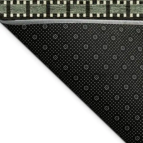 Moss Green Wheat And Black Striped Washable Indoor Outdoor Area Rug Photo 2