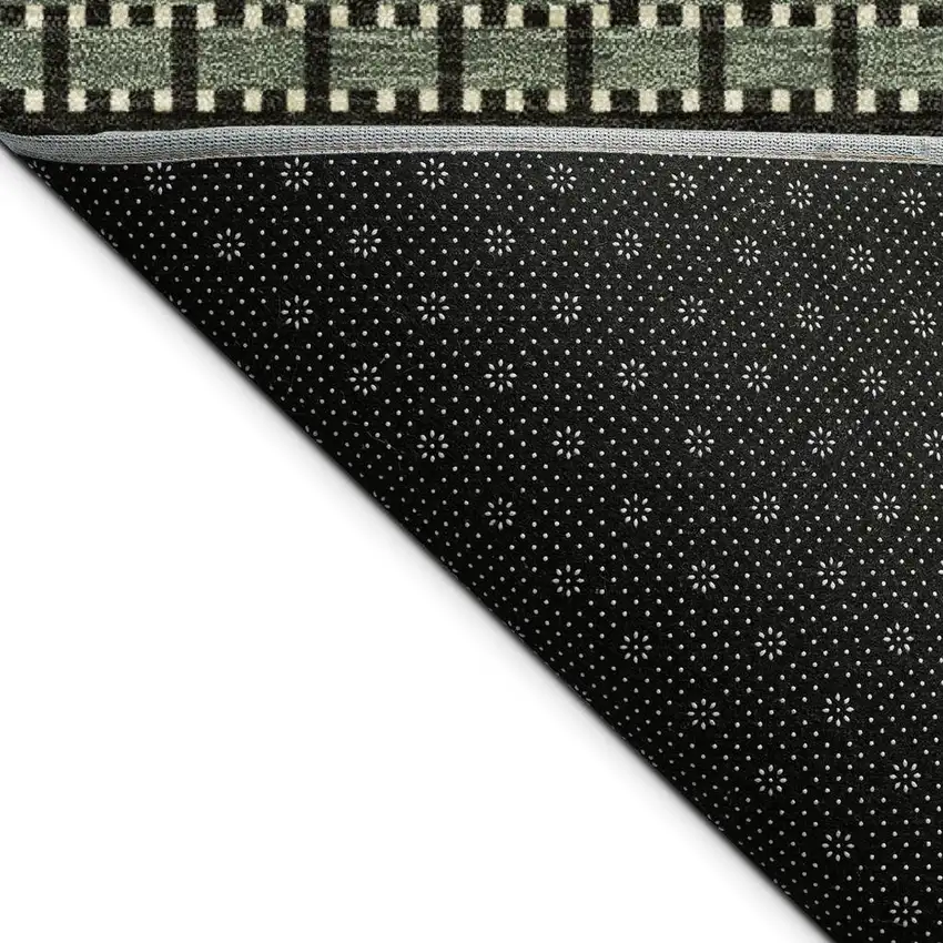 Moss Green Wheat And Black Striped Washable Indoor Outdoor Area Rug Photo 2