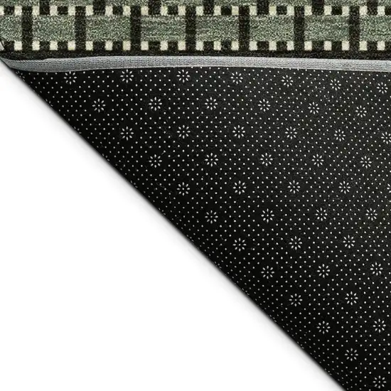 Moss Green Wheat And Black Striped Washable Indoor Outdoor Area Rug Photo 2