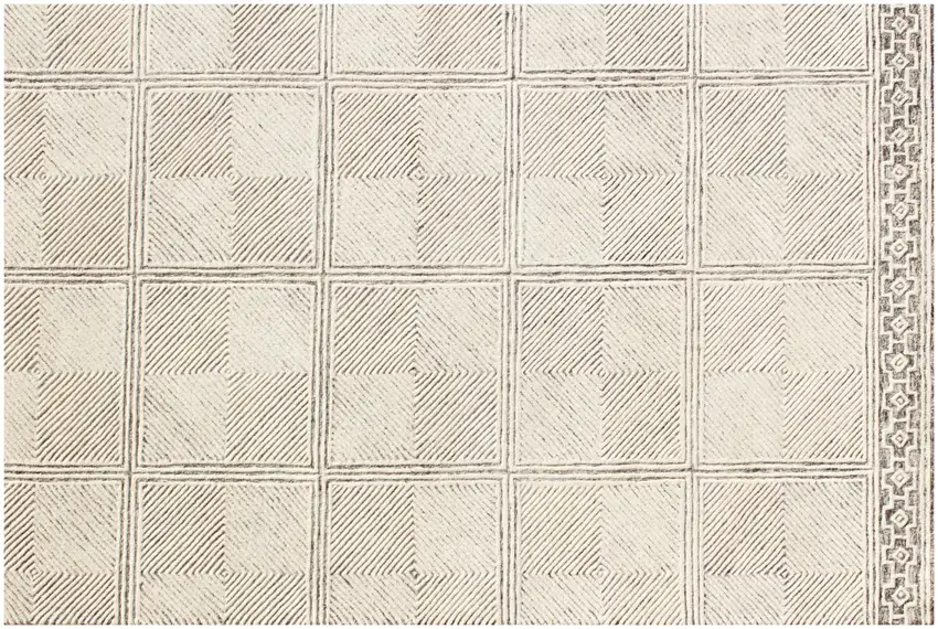 Moss Green Wool Abstract Geometric Hand Tufted Non Skid Area Rug Photo 4