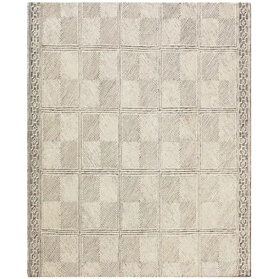 Moss Green Wool Abstract Geometric Hand Tufted Non Skid Area Rug Photo 1