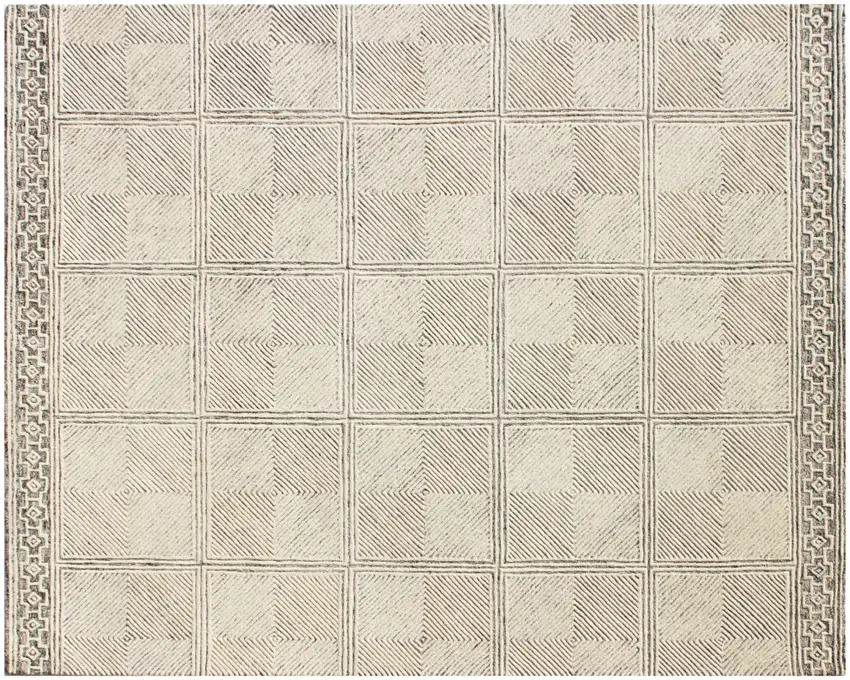 Moss Green Wool Abstract Geometric Hand Tufted Non Skid Area Rug Photo 7