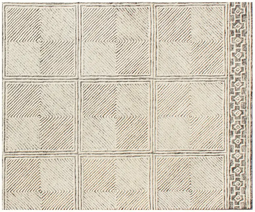 Moss Green Wool Abstract Geometric Hand Tufted Non Skid Area Rug Photo 5