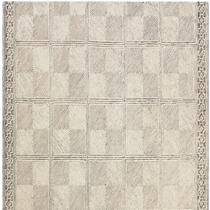 Moss Green Wool Abstract Geometric Hand Tufted Non Skid Area Rug Photo 4