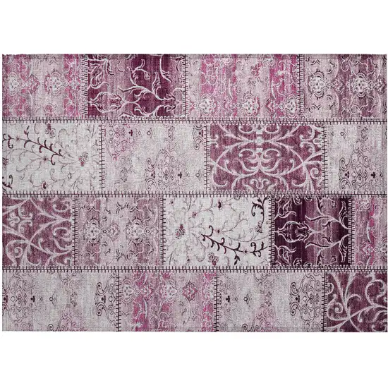 Mountbatten Pink Patchwork Washable Non Skid Indoor Outdoor Area Rug Photo 2