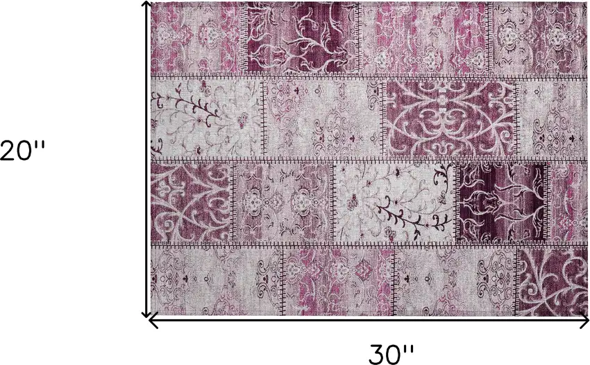 Mountbatten Pink Patchwork Washable Non Skid Indoor Outdoor Area Rug Photo 3