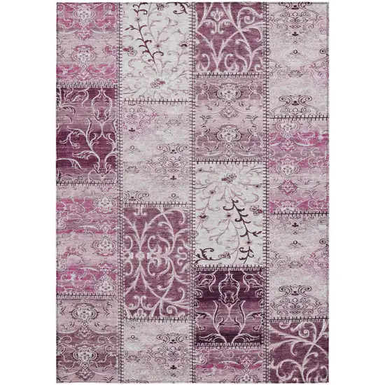 Mountbatten Pink Patchwork Washable Non Skid Indoor Outdoor Area Rug Photo 4