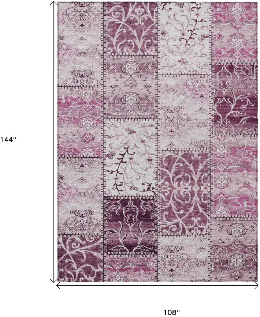 Mountbatten Pink Patchwork Washable Non Skid Indoor Outdoor Area Rug Photo 3