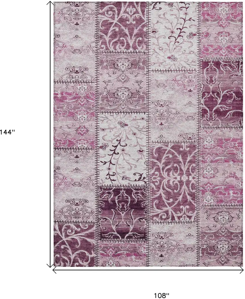 Mountbatten Pink Patchwork Washable Non Skid Indoor Outdoor Area Rug Photo 3