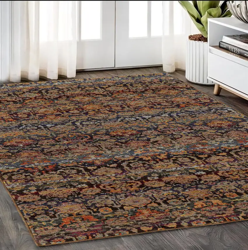 Blue and Ivory Abstract Power Loom Area Rug Photo 1