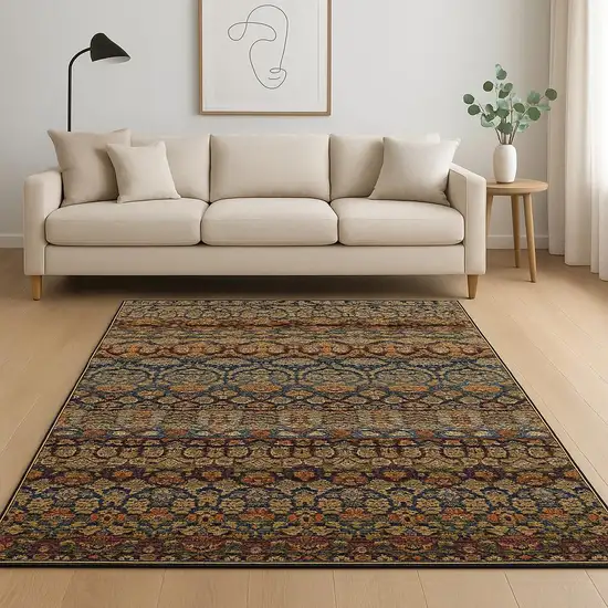 Blue and Ivory Abstract Power Loom Area Rug Photo 1