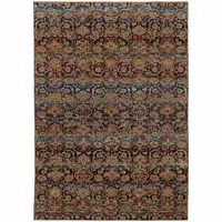 Photo of Multi And Blue Abstract Power Loom Stain Resistant Area Rug