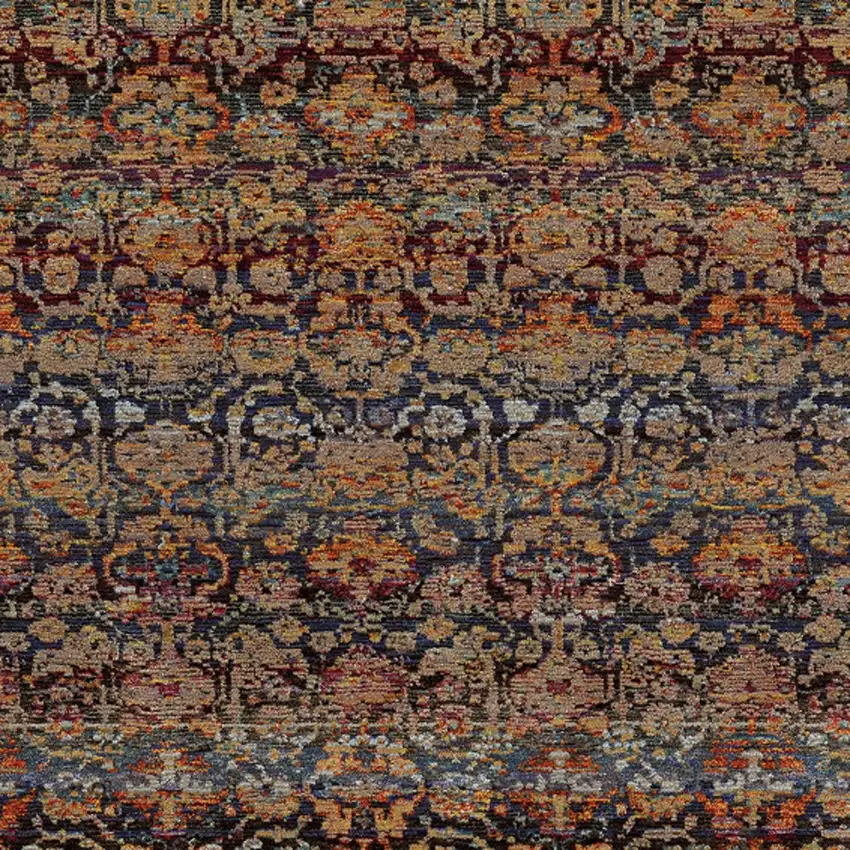 Blue and Ivory Abstract Power Loom Area Rug Photo 3