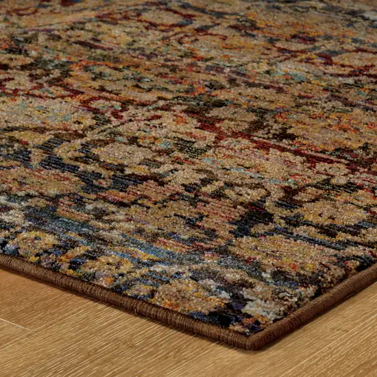 Blue and Ivory Abstract Power Loom Area Rug Photo 4