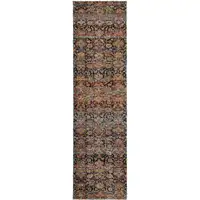 Photo of Multi And Blue Abstract Power Loom Stain Resistant Runner Rug