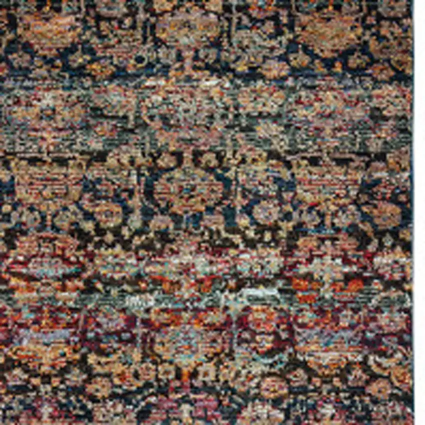 Multi And Blue Abstract Power Loom Stain Resistant Runner Rug Photo 3
