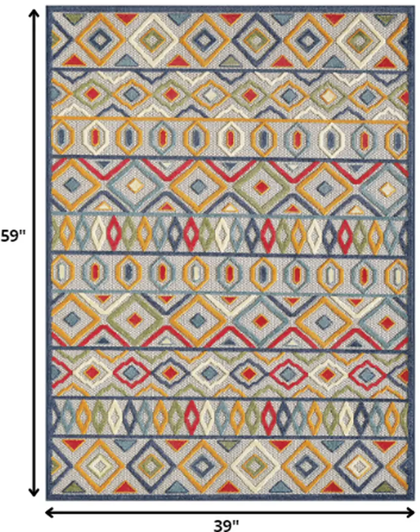 Multi Aztec Pattern Indoor Outdoor Area Rug Photo 3