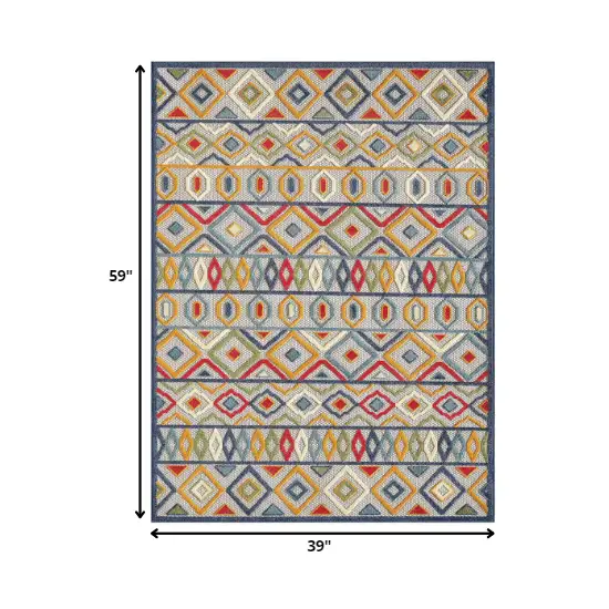 Multi Aztec Pattern Indoor Outdoor Area Rug Photo 3