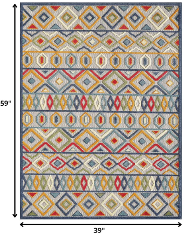 Multi Aztec Pattern Indoor Outdoor Area Rug Photo 3