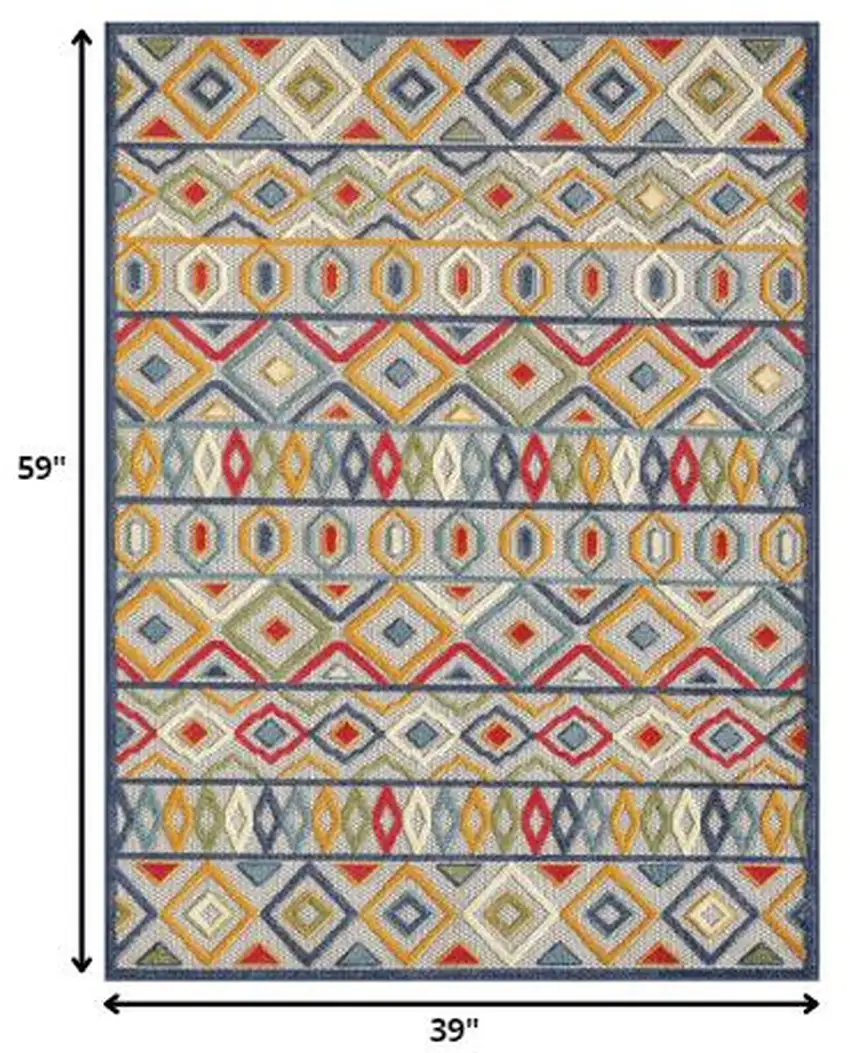 Multi Aztec Pattern Indoor Outdoor Area Rug Photo 6