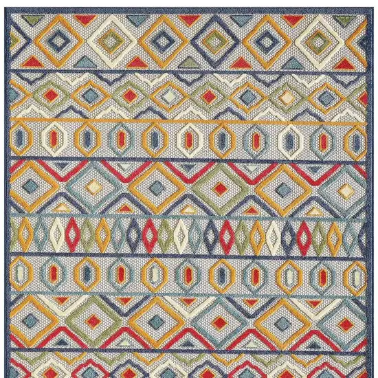 Ivory And Blue Southwestern Stain Resistant Indoor Outdoor Area Rug Photo 3