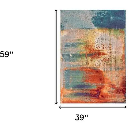 Multi Color Abstract Watercolor Area Rug Photo 3