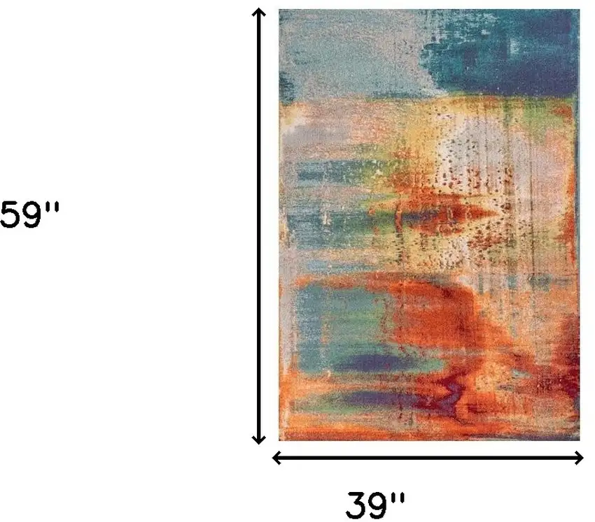 Multi Color Abstract Watercolor Area Rug Photo 3