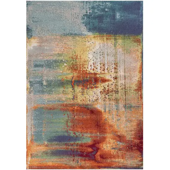 Multi Color Abstract Watercolor Area Rug Photo 1