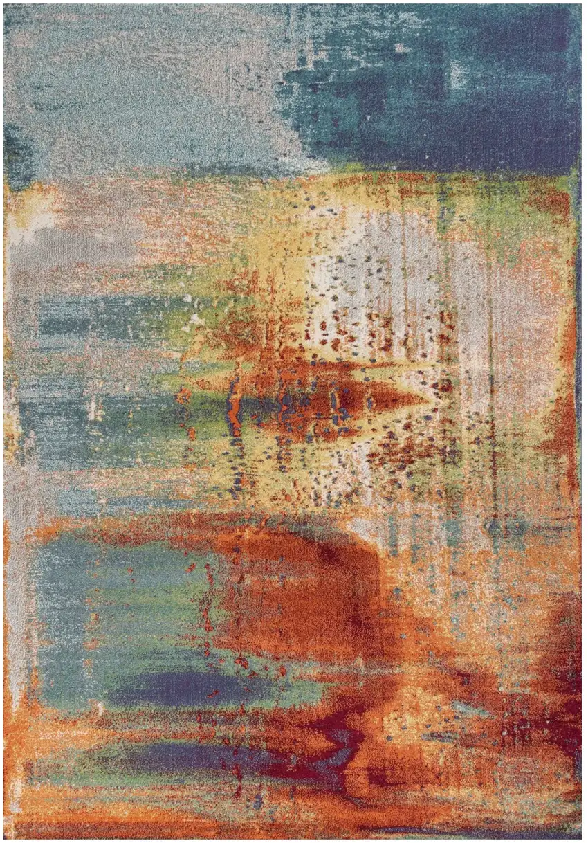 Multi Color Abstract Watercolor Area Rug Photo 1