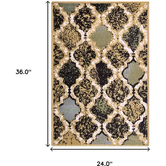 Multi Color Quatrefoil Power Loom Distressed Stain Resistant Area Rug Photo 5