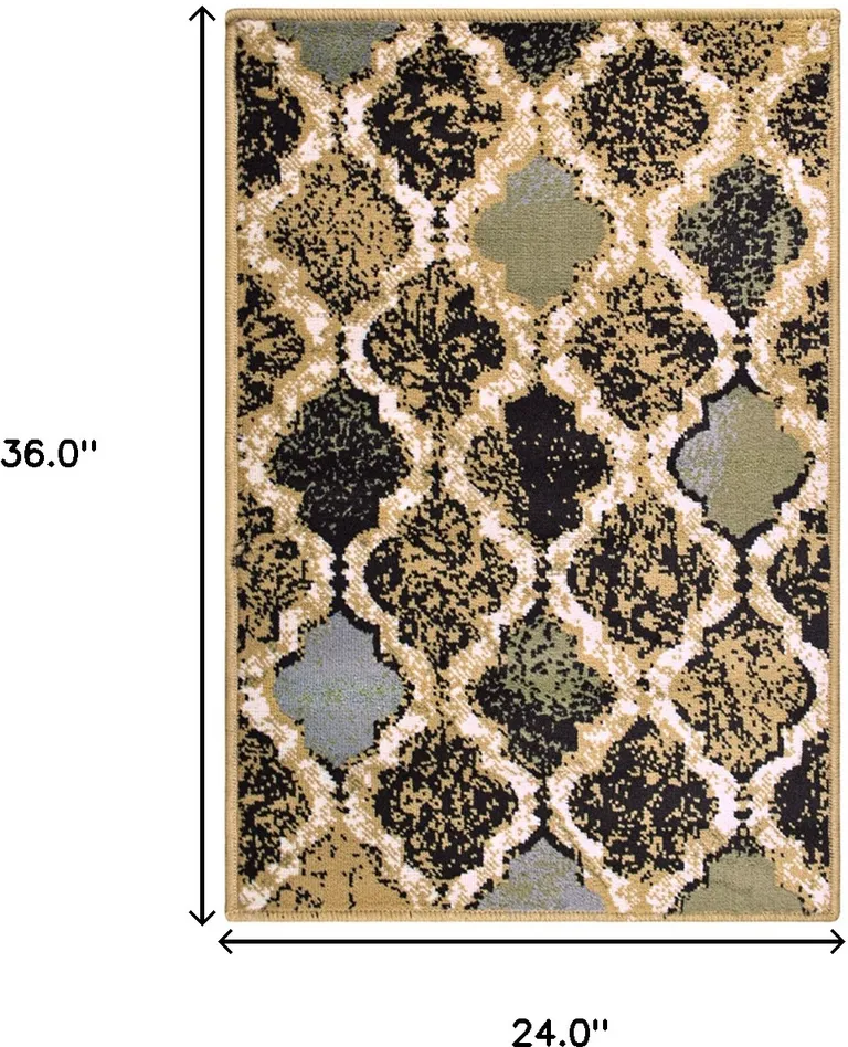 Multi Color Quatrefoil Power Loom Distressed Stain Resistant Area Rug Photo 5